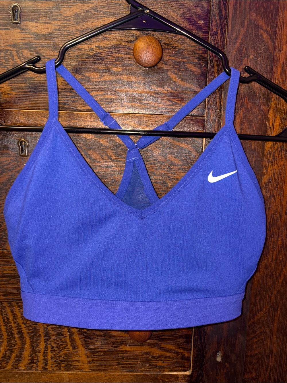 ⁠Nike Indy Royal Blue V-Neck Sports Bra - Tight Fit / Strappy Racerback⁠